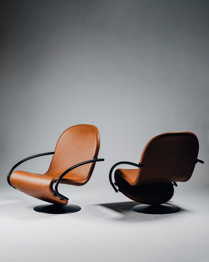 FAUTEUIL EN ACIER ET CUIR, VERNER PANTON, FRITZ HANSEN, 1970s