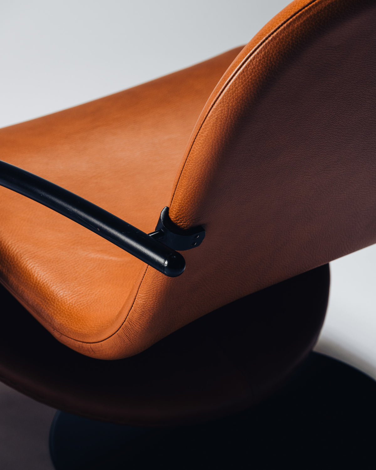 PAIR OF STEEL AND LEATHER ARMCHAIRS, VERNER PANTON, FRITZ HANSEN, 1970s