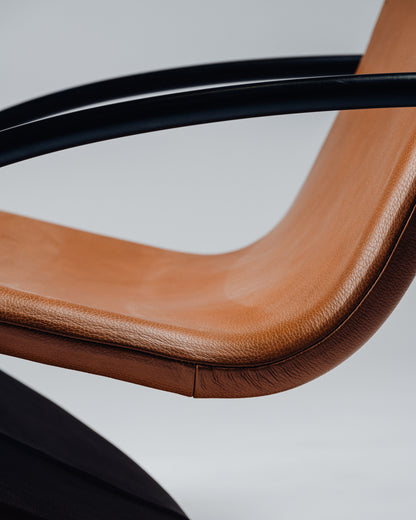 FAUTEUIL EN ACIER ET CUIR, VERNER PANTON, FRITZ HANSEN, 1970s