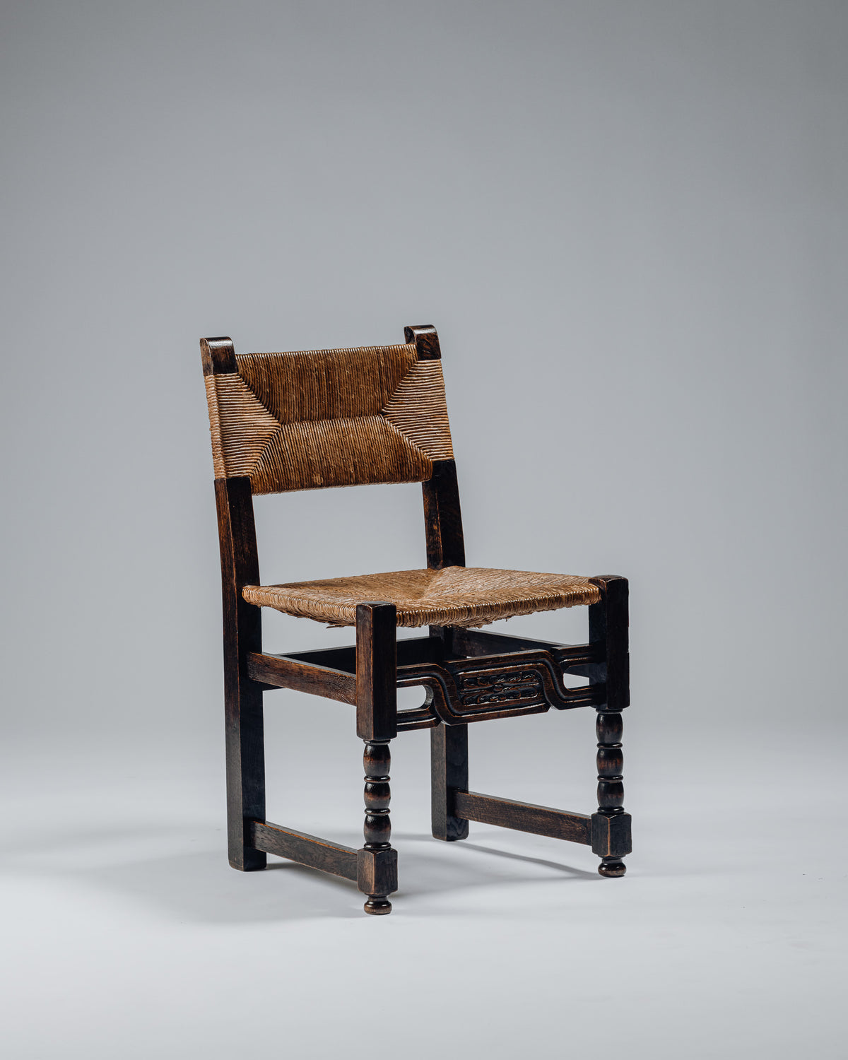 OAK AND RUSH CHAIR, 1950s