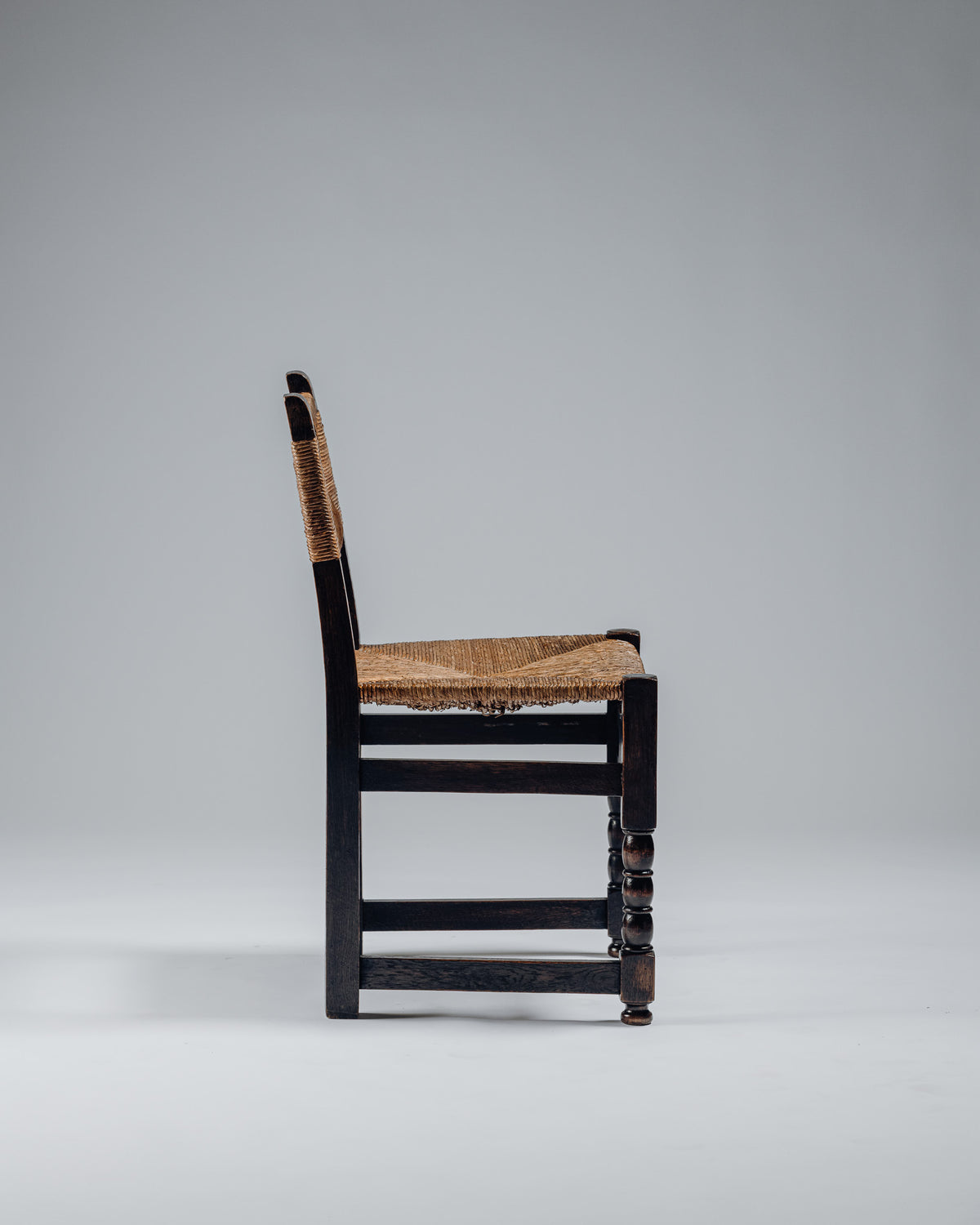 OAK AND RUSH CHAIR, 1950s