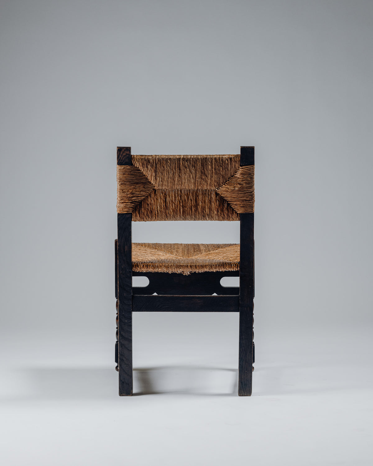 OAK AND RUSH CHAIR, 1950s