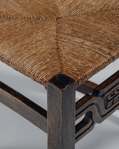 OAK AND RUSH CHAIR, 1950s