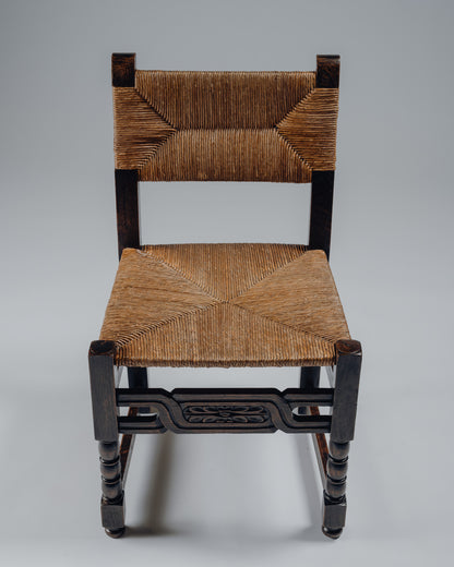 OAK AND RUSH CHAIR, 1950s