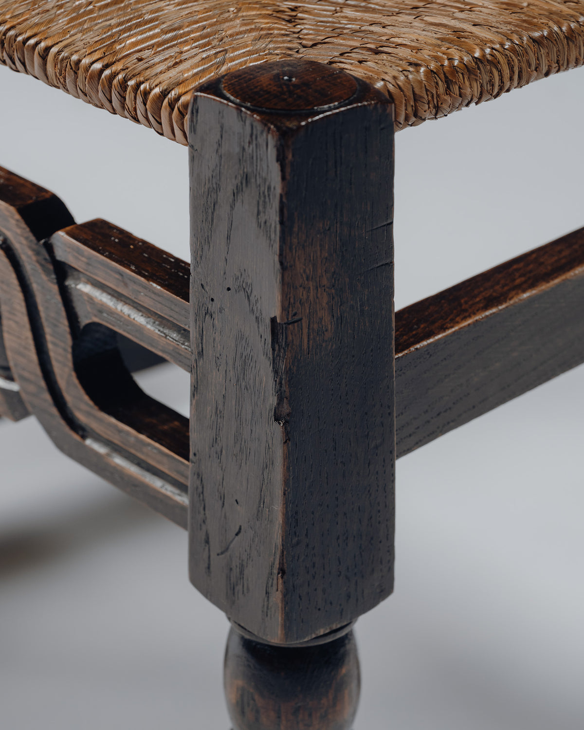 OAK AND RUSH CHAIR, 1950s