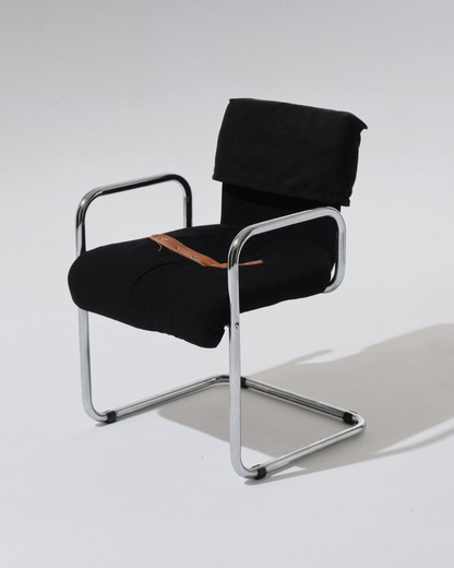 CHAISE EN VELOURS ET METAL, GUIDO FALESCHINI, 1970s