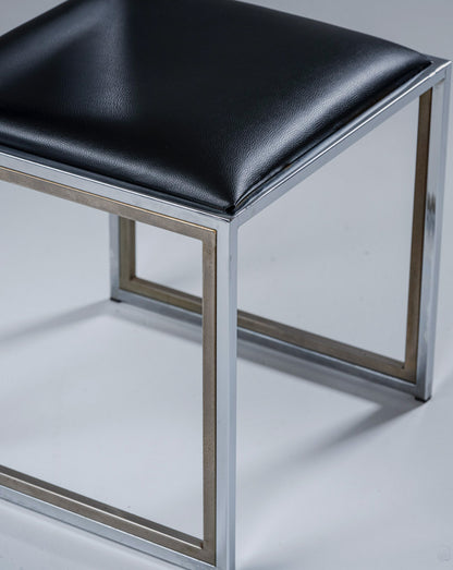 CHAISE EN MÉTAL ET CUIR, 1970s