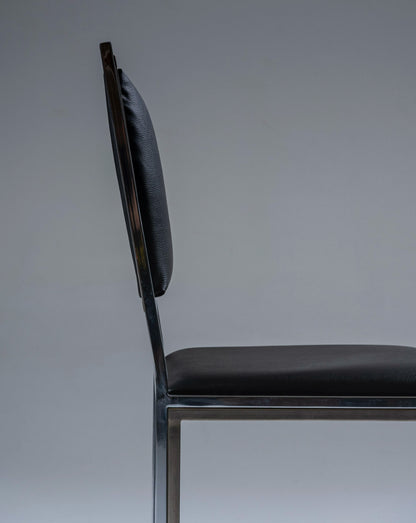 CHAISE EN MÉTAL ET CUIR, 1970s