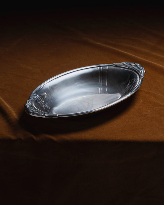 SILVER-PLATED METAL SERVING PLATTER, 1920s