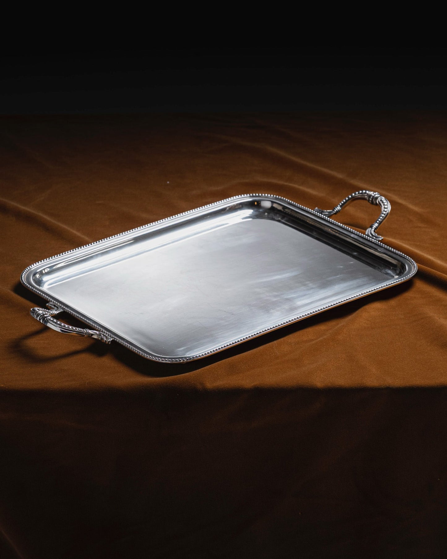 GRAND PLATEAU EN MÉTAL ARGENTÉ, ROUX-MARQUIAND, 1950s