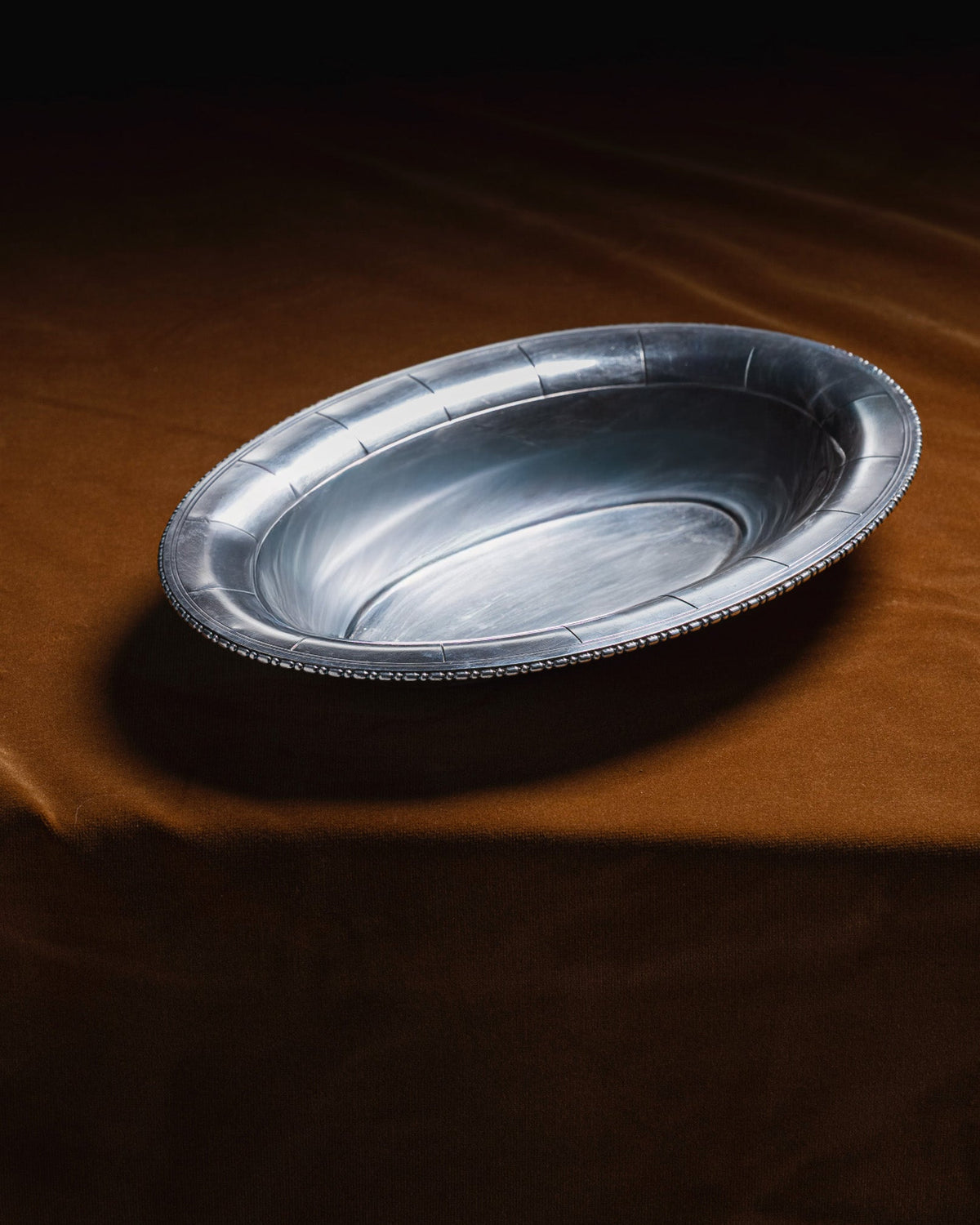 OVAL METAL SERVING PLATTER, 1950s