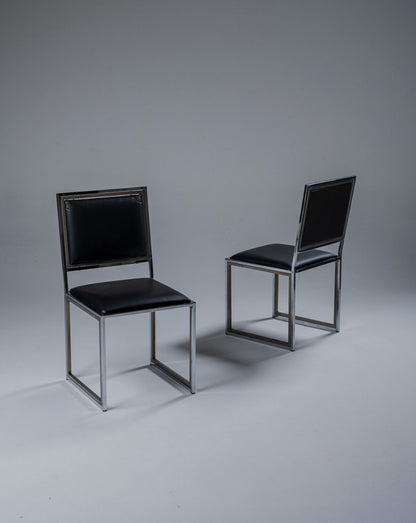 CHAISE EN MÉTAL ET CUIR, 1970s