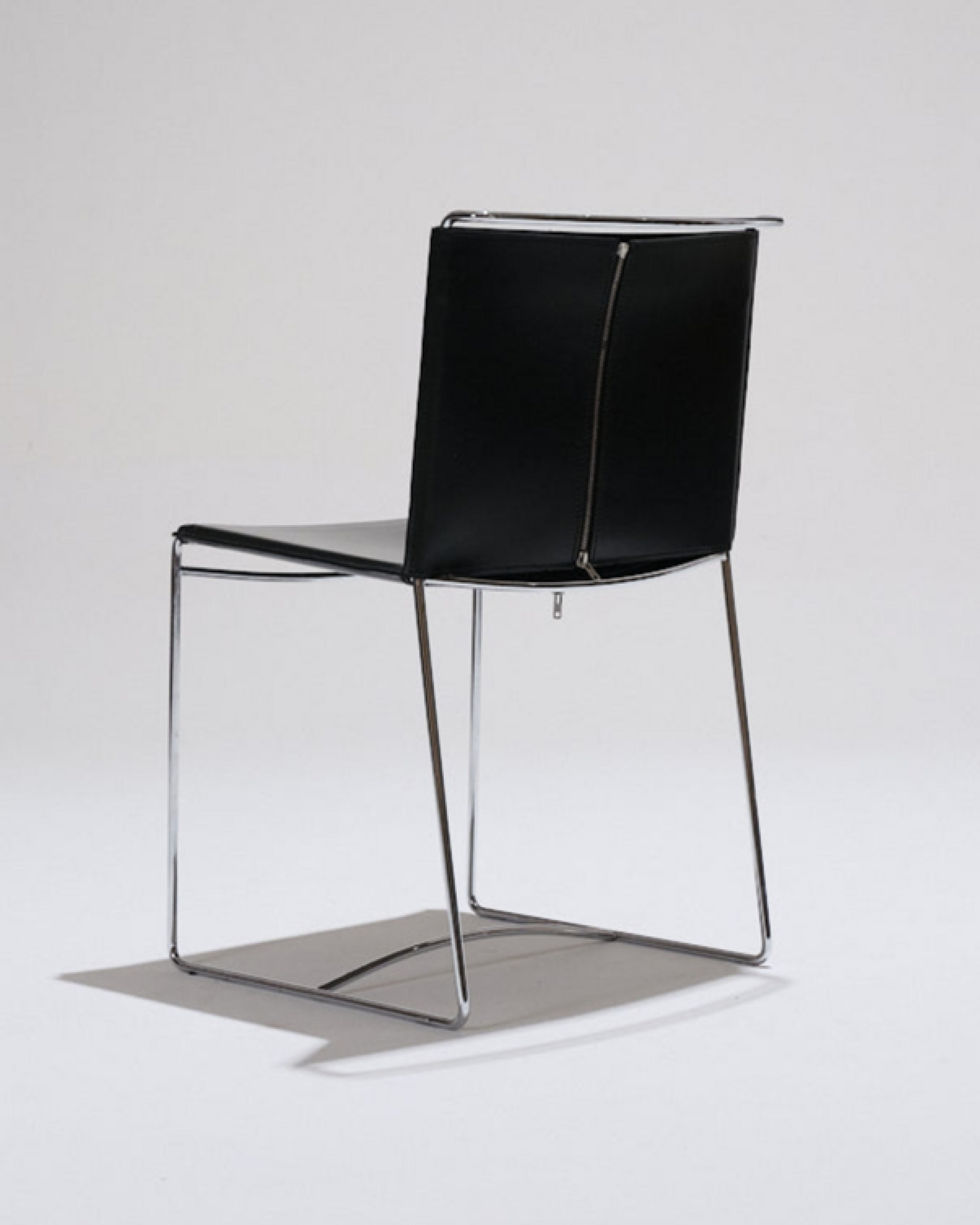 BLACK LEATHER WIRE CHAIR, PASCAL MOURGUE, 1990s