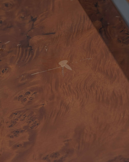 Elm burl and glass desk, 1970s