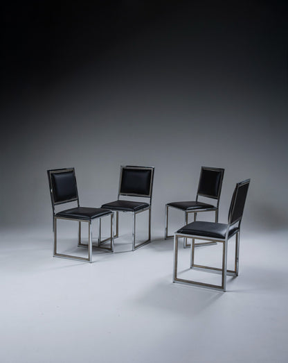 CHAISE EN MÉTAL ET CUIR, 1970s