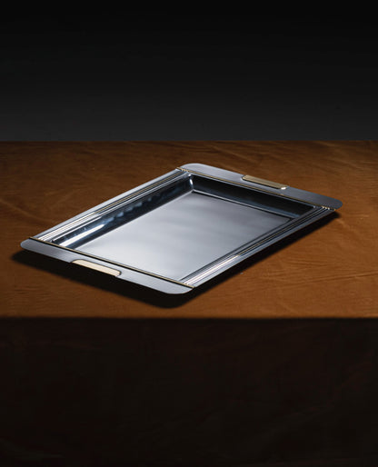 COUZON STEEL AND GOLD TRAY, 1970s