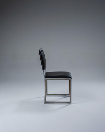 CHAISE EN MÉTAL ET CUIR, 1970s