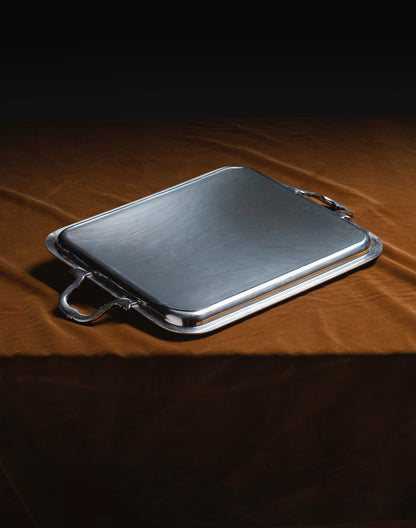 GRAND PLATEAU EN MÉTAL ARGENTÉ, ROUX-MARQUIAND, 1950s