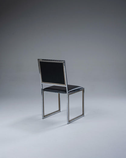 CHAISE EN MÉTAL ET CUIR, 1970s