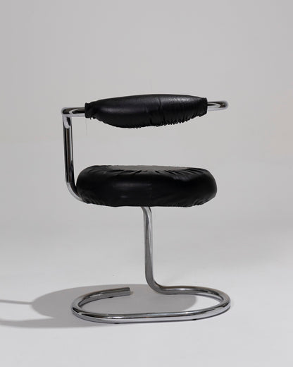 “COBRA” CHAIR IN BLACK LEATHER, GIOTTO STOPPINO, 1970s