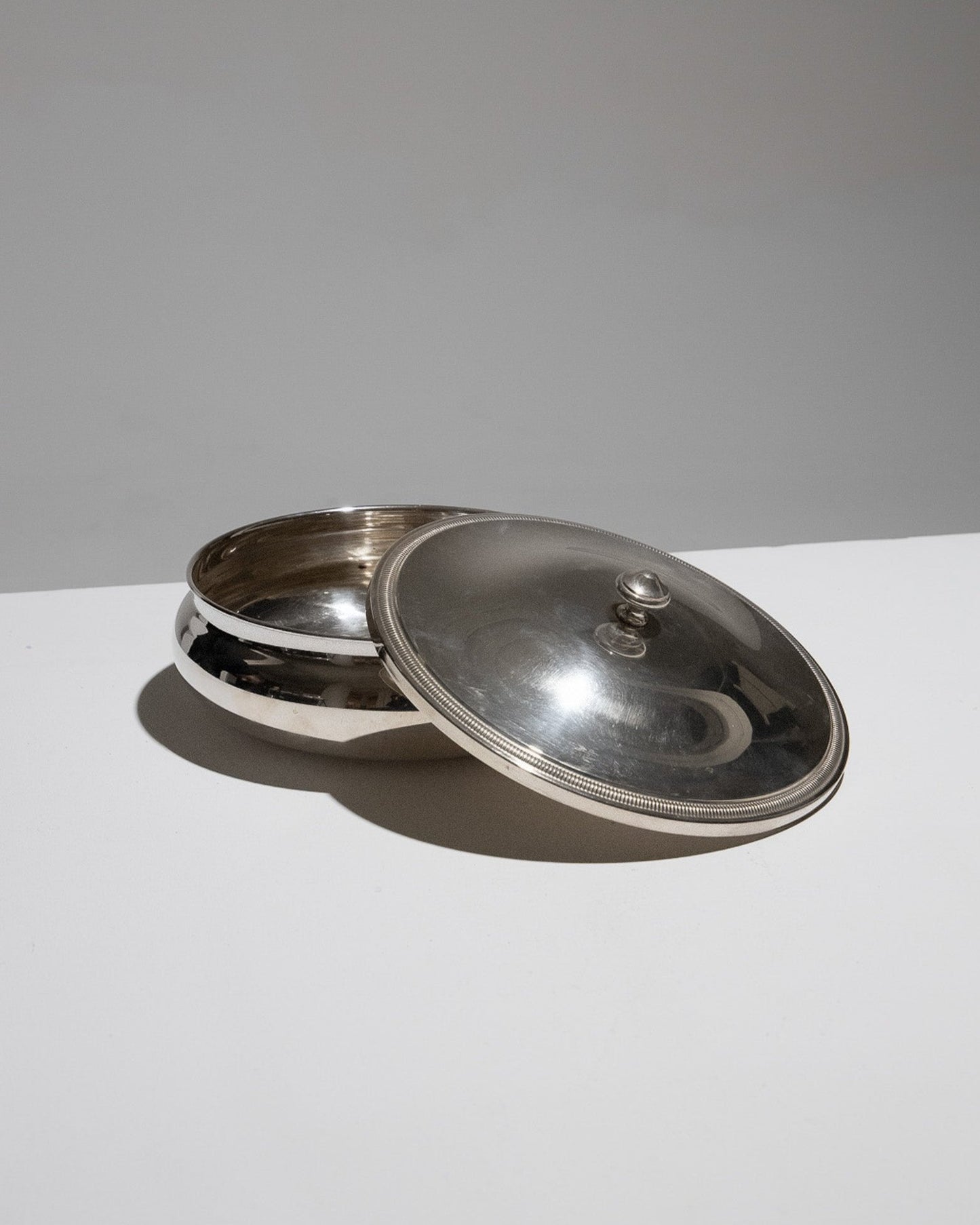 SILVER METAL SERVING DISH