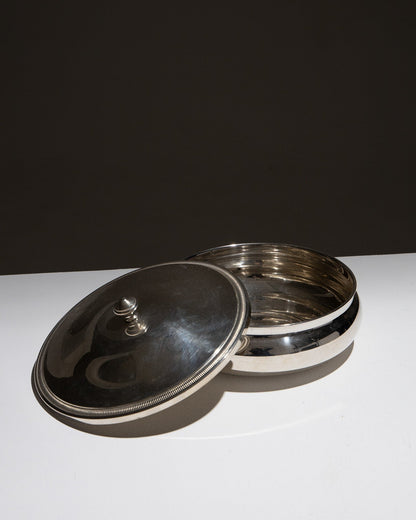 SILVER METAL SERVING DISH