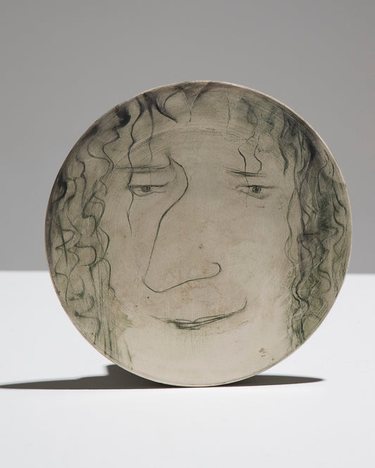 "Face" ceramic plate, Anton Prinner, 1950s