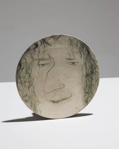 "Face" ceramic plate, Anton Prinner, 1950s