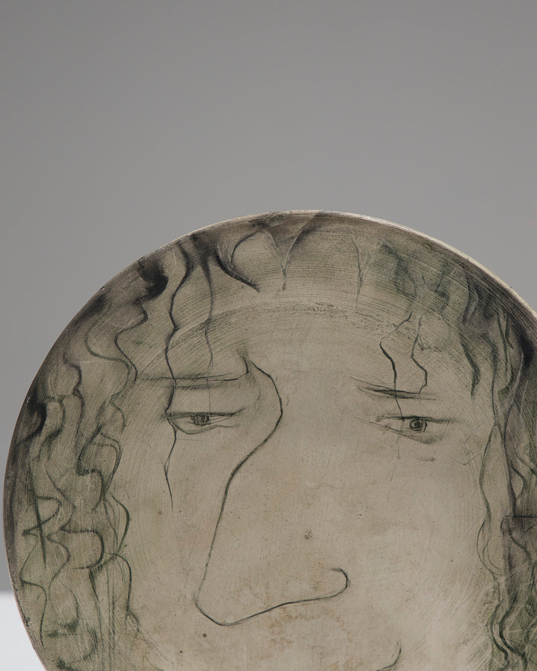 "Face" ceramic plate, Anton Prinner, 1950s