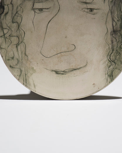 "Face" ceramic plate, Anton Prinner, 1950s