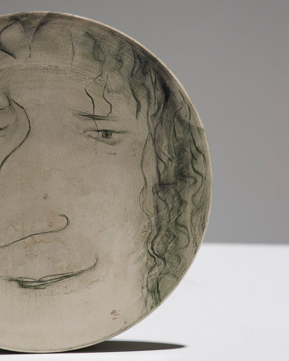 "Face" ceramic plate, Anton Prinner, 1950s