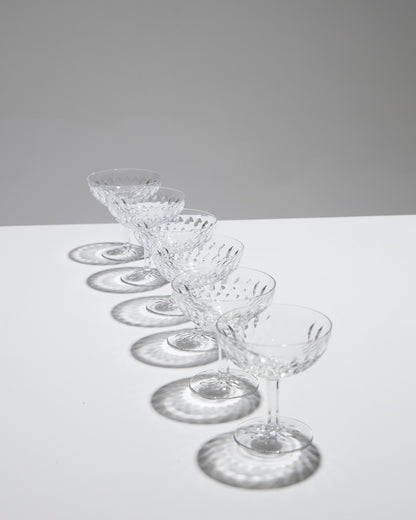 Set von 6 Crystal Champagnes Cups