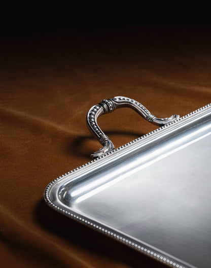 GRAND PLATEAU EN MÉTAL ARGENTÉ, ROUX-MARQUIAND, 1950s