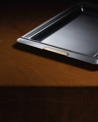 COUZON STEEL AND GOLD TRAY, 1970s