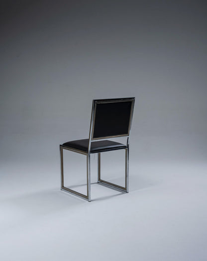 CHAISE EN MÉTAL ET CUIR, 1970s