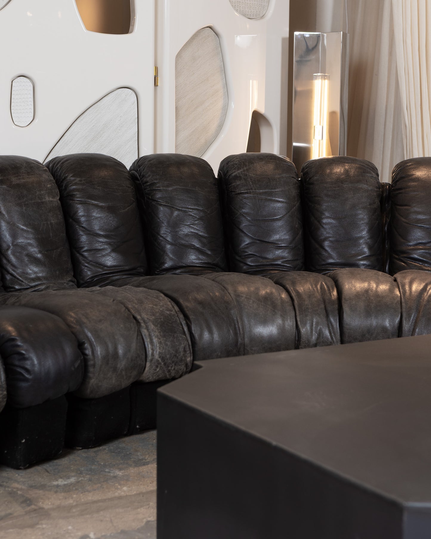 CANAPÉ DS-600 EN CUIR NOIR, DE SEDE, 1970s