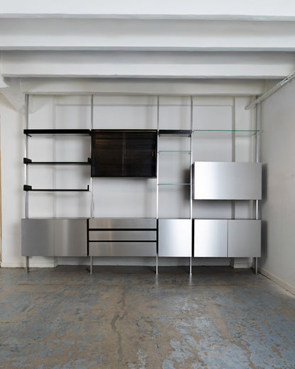 ÉTAGÈRES EN BOIS ET INOX, ROCHE BOBOIS, 1970s