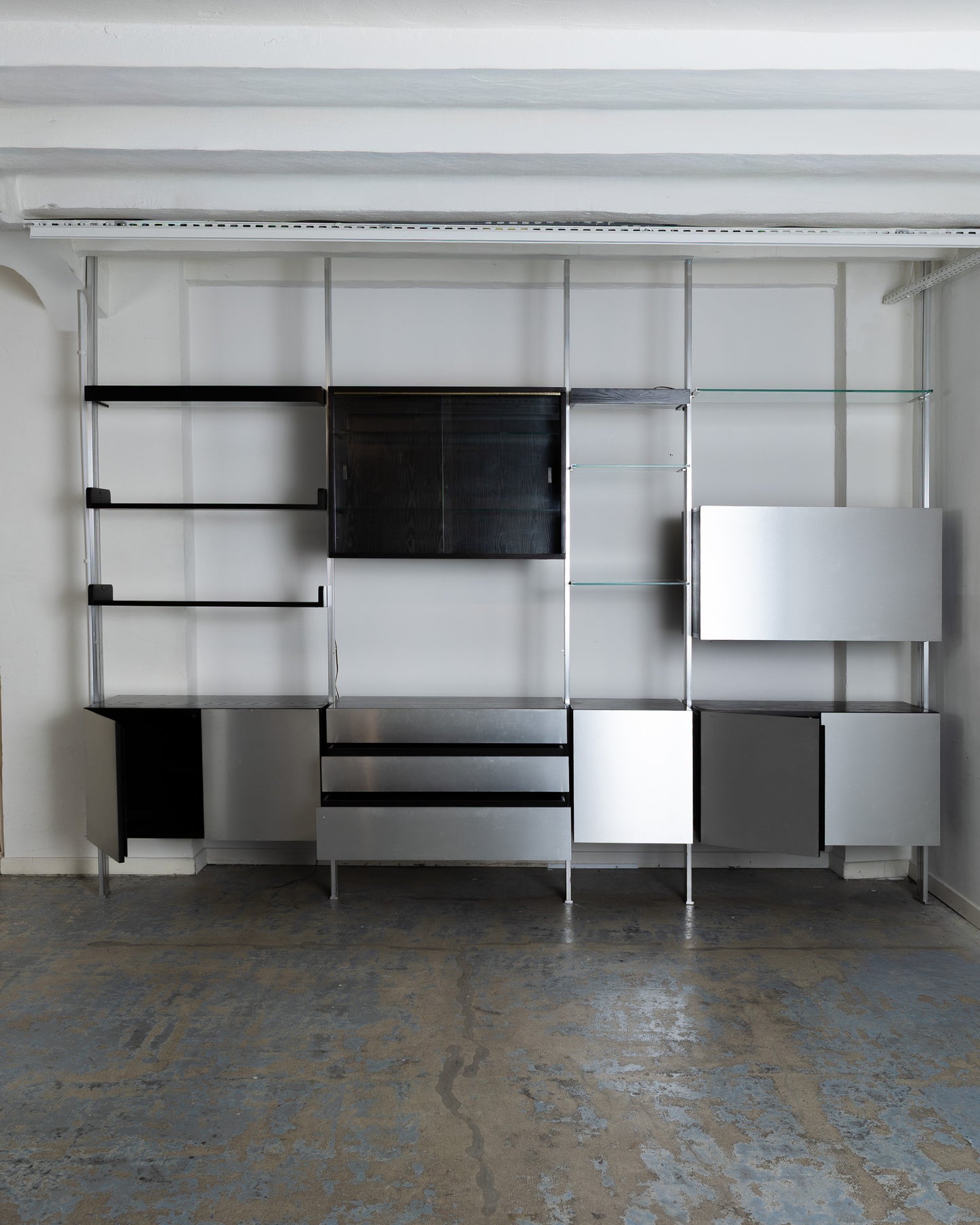 ÉTAGÈRES EN BOIS ET INOX, ROCHE BOBOIS, 1970s