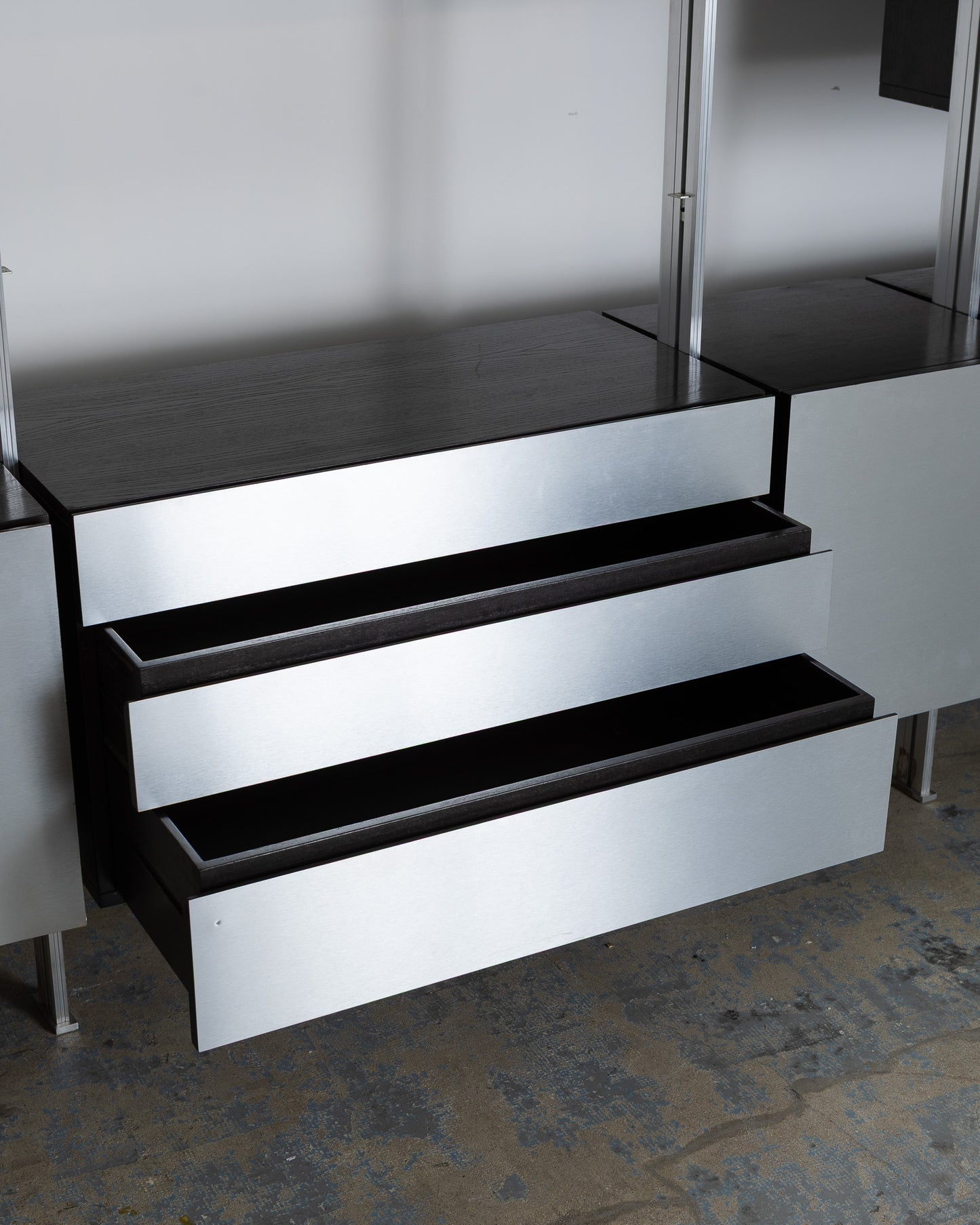 ÉTAGÈRES EN BOIS ET INOX, ROCHE BOBOIS, 1970s