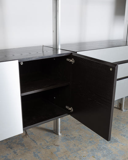 ÉTAGÈRES EN BOIS ET INOX, ROCHE BOBOIS, 1970s