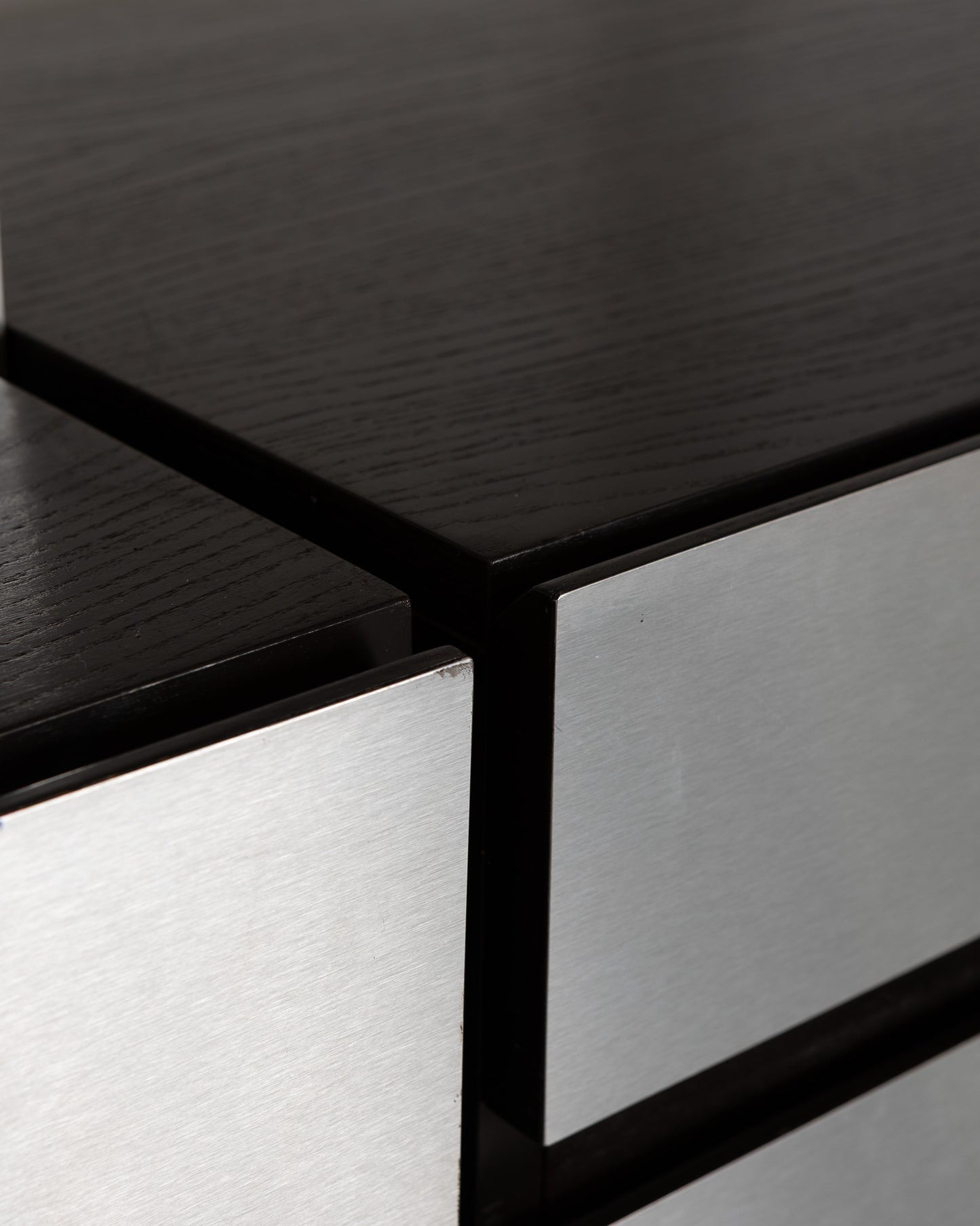 ÉTAGÈRES EN BOIS ET INOX, ROCHE BOBOIS, 1970s