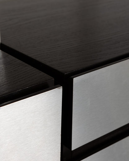 ÉTAGÈRES EN BOIS ET INOX, ROCHE BOBOIS, 1970s