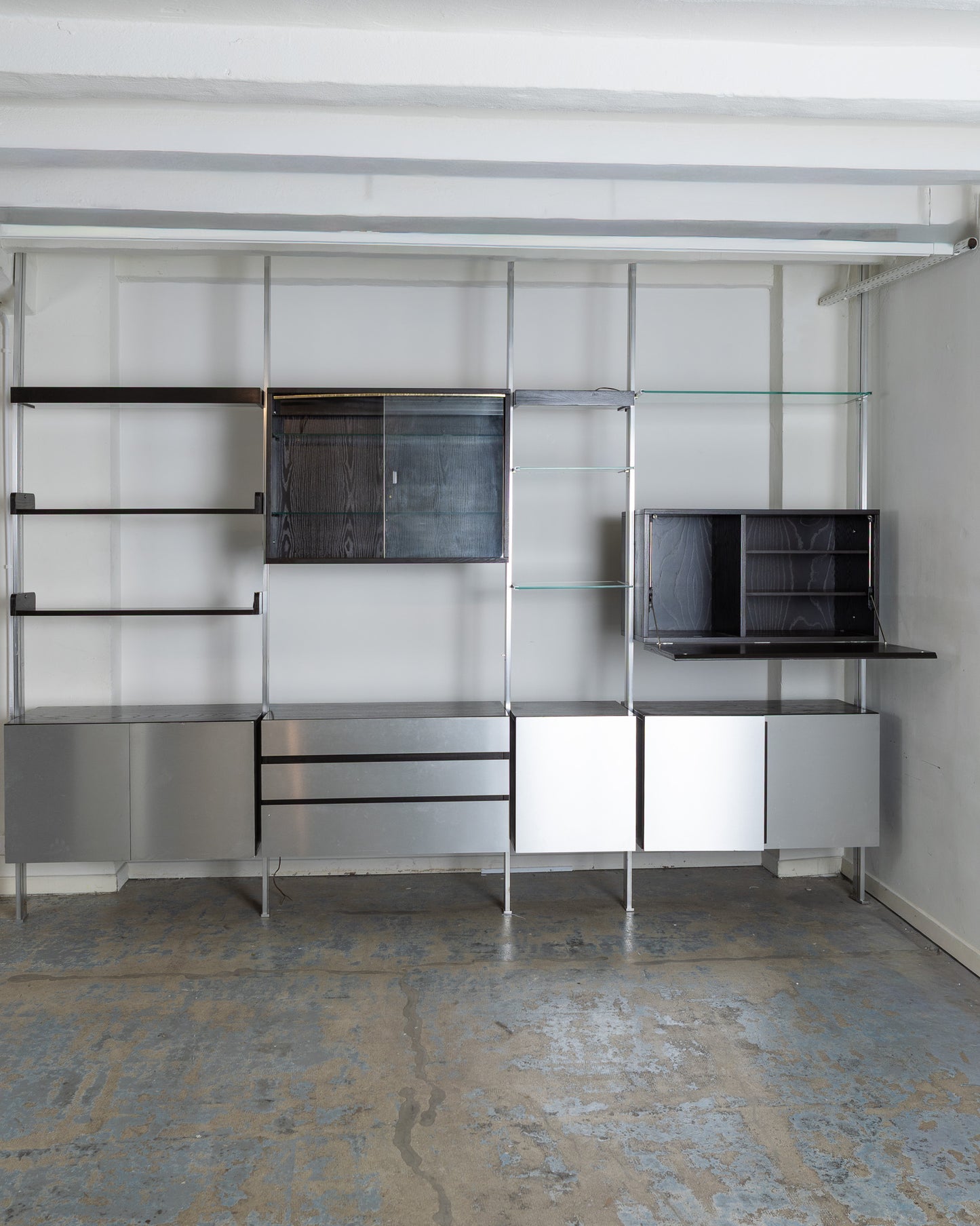 ÉTAGÈRES EN BOIS ET INOX, ROCHE BOBOIS, 1970s