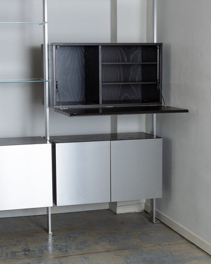 ÉTAGÈRES EN BOIS ET INOX, ROCHE BOBOIS, 1970s