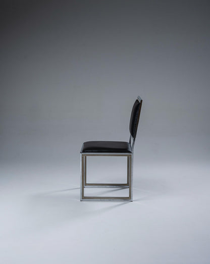 CHAISE EN MÉTAL ET CUIR, 1970s