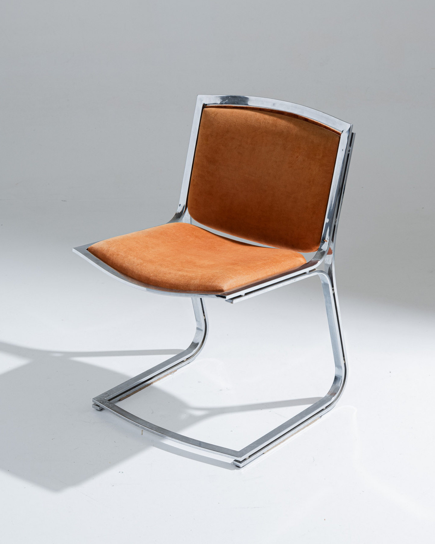CHAISE EN ACIER CHROMÉ ET VELOURS, SERGIO ASTI, 1970s