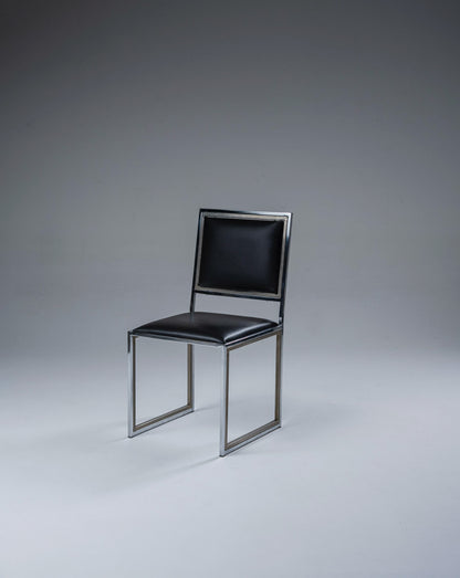 CHAISE EN MÉTAL ET CUIR, 1970s