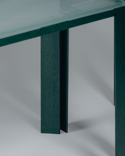 GUÉRIDON 'SYNTHÈSE' EN MÉTAL ET VERRE, CHRISTIAN DUC, 1980s