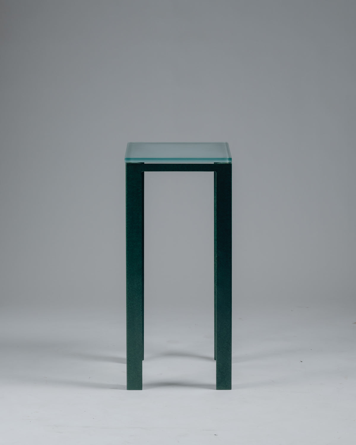 GUÉRIDON 'SYNTHÈSE' EN MÉTAL ET VERRE, CHRISTIAN DUC, 1980s
