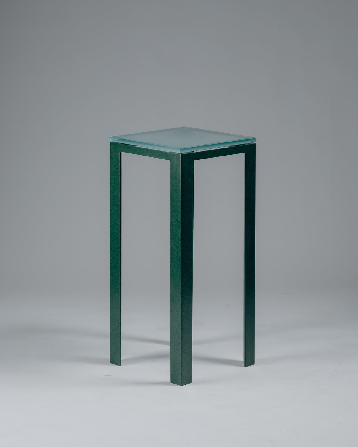GUÉRIDON 'SYNTHÈSE' EN MÉTAL ET VERRE, CHRISTIAN DUC, 1980s